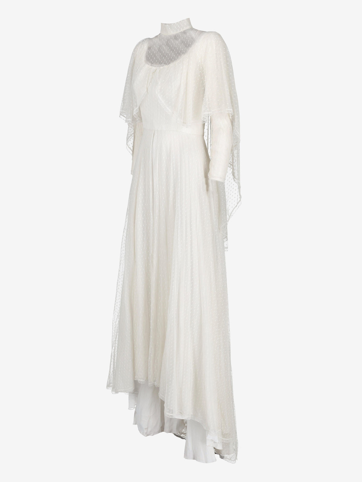 Vintage Tulle Wedding Dress with Polka Dot Embroidery and Cape Detail W240426.3  Vintage 