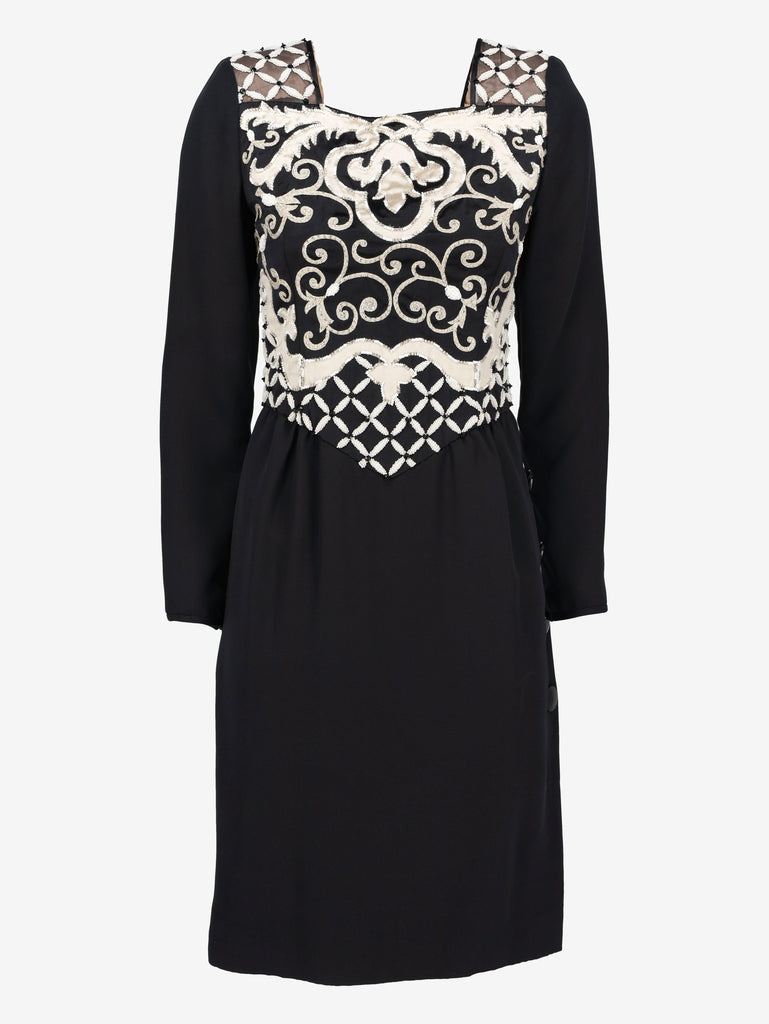 Valentino 1980s Dress in Black Silk Crepe AR012  Valentino 