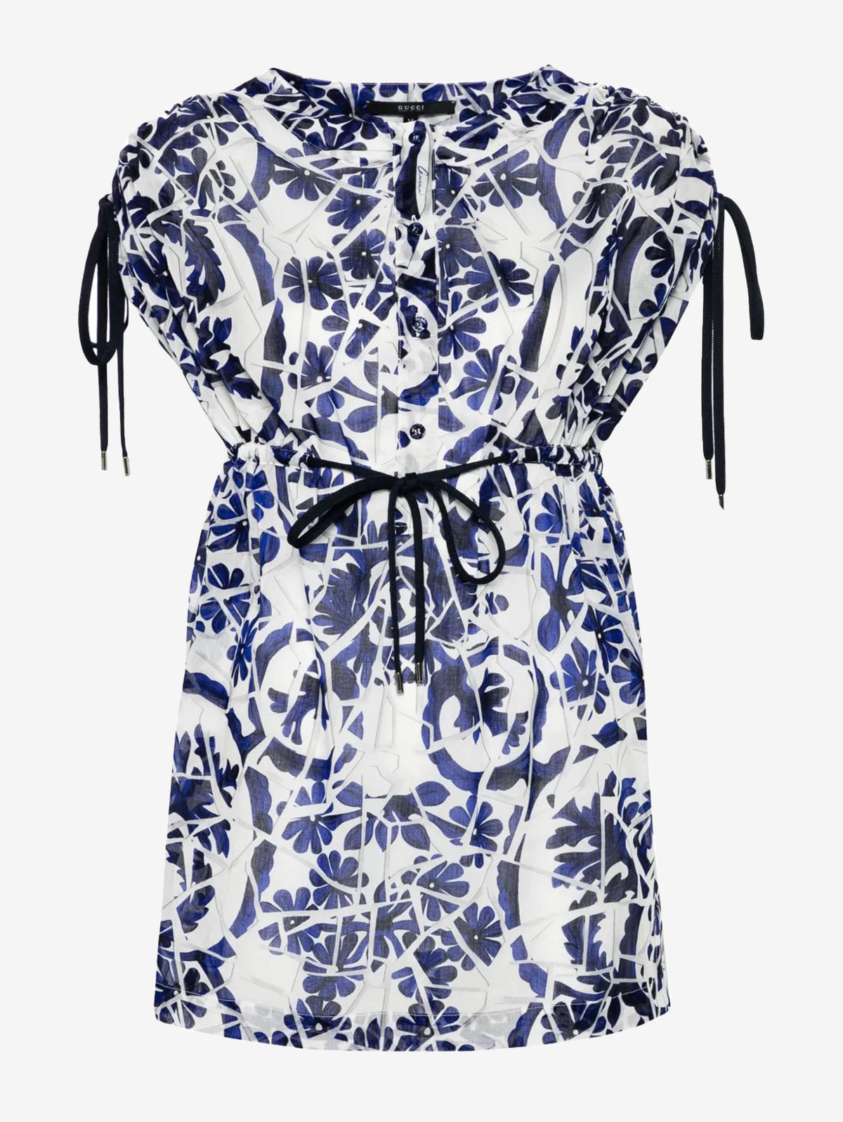 Gucci Floral-Print Semi-Sheer Cotton Mini Dress WCV241025  Gucci 