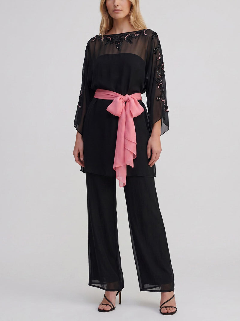 Vintage Blouse & Trousers Set with Sequin Embroidery W150626.22  Vintage 