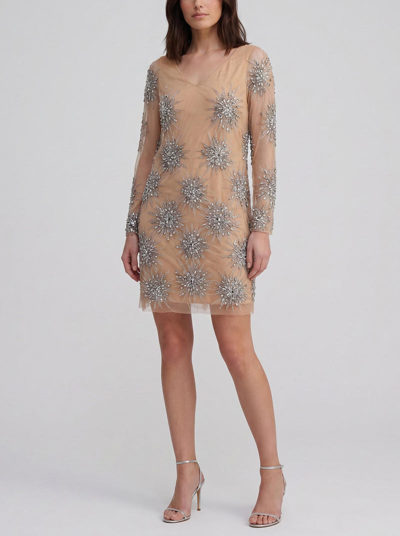 Vintage Sheer Evening Mini Dress with Gem Embellishments CVM26.22.78  Vintage 