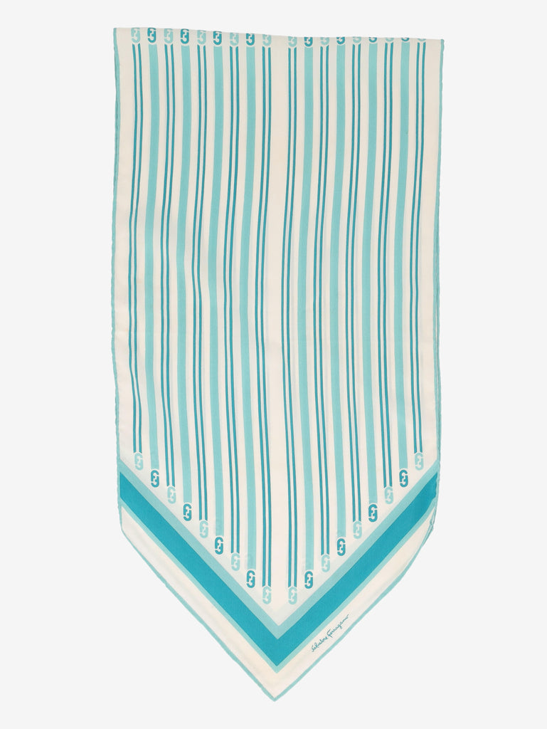Salvatore Ferragamo Monogram & Stripe Logo Scarf W150626.26  Ferragamo 