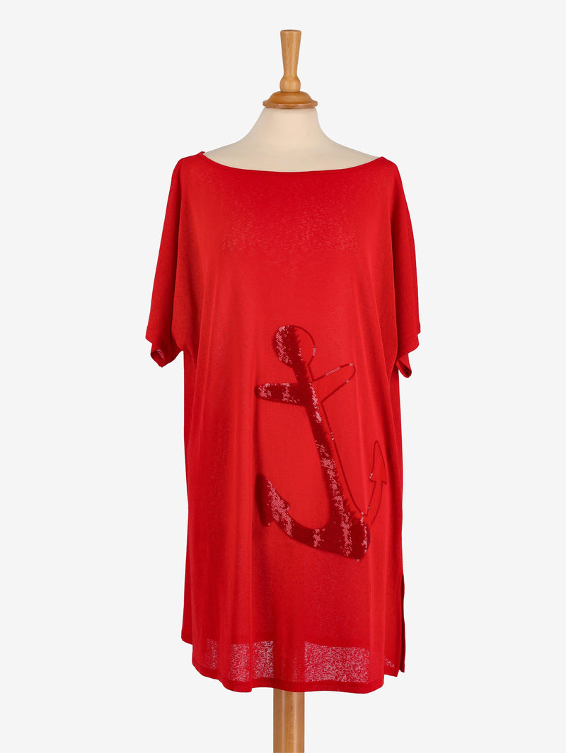 Vintage Red Dress With Anchor WCV241010352  Vintage 
