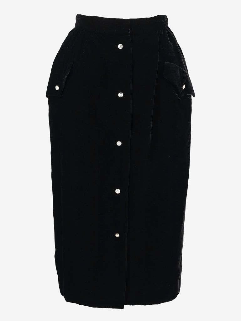 Valentino Boutique Long Velvet Skirt with Jewel Buttons MR260725.157  Valentino 