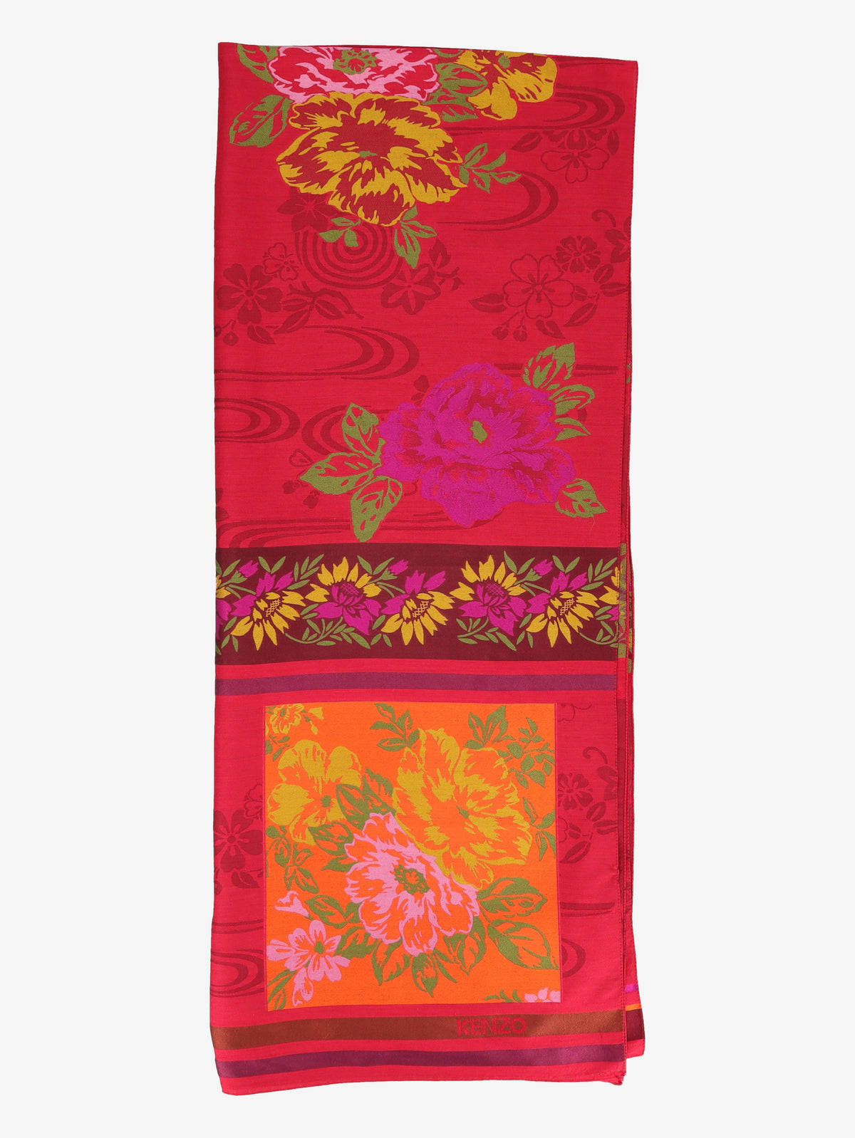Kenzo Floral Oriental-Inspired Silk & Cotton Shawl Scarf W27526.70  Kenzo 