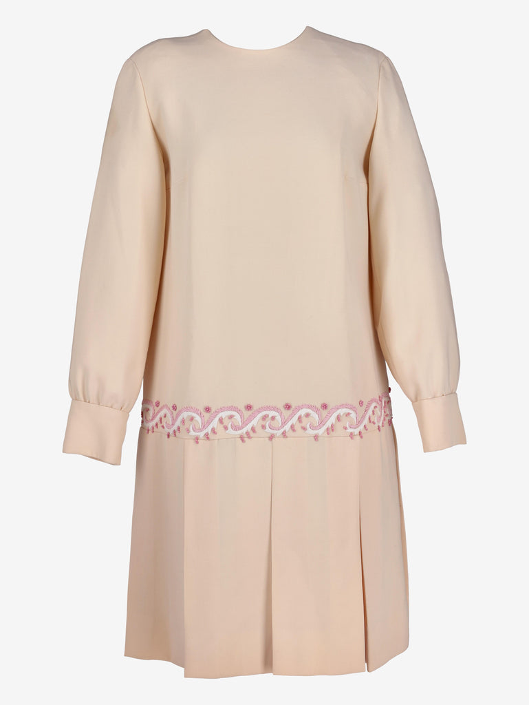 Vintage 1960s/1970s Cream Embroidered Dress Z101223  Vintage 
