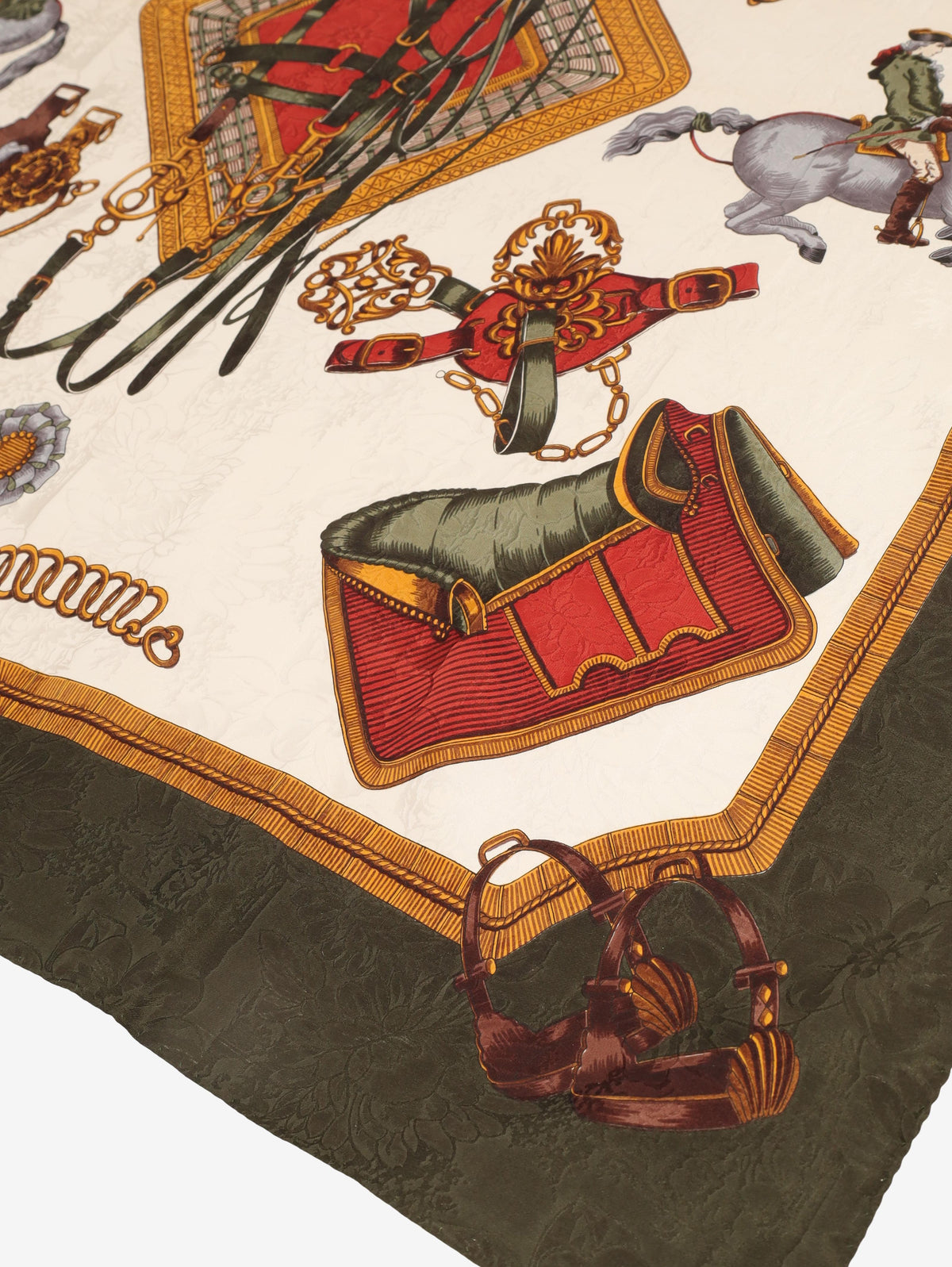 Vintage Equestrian Print Silk Scarf W27526.91  Vintage 