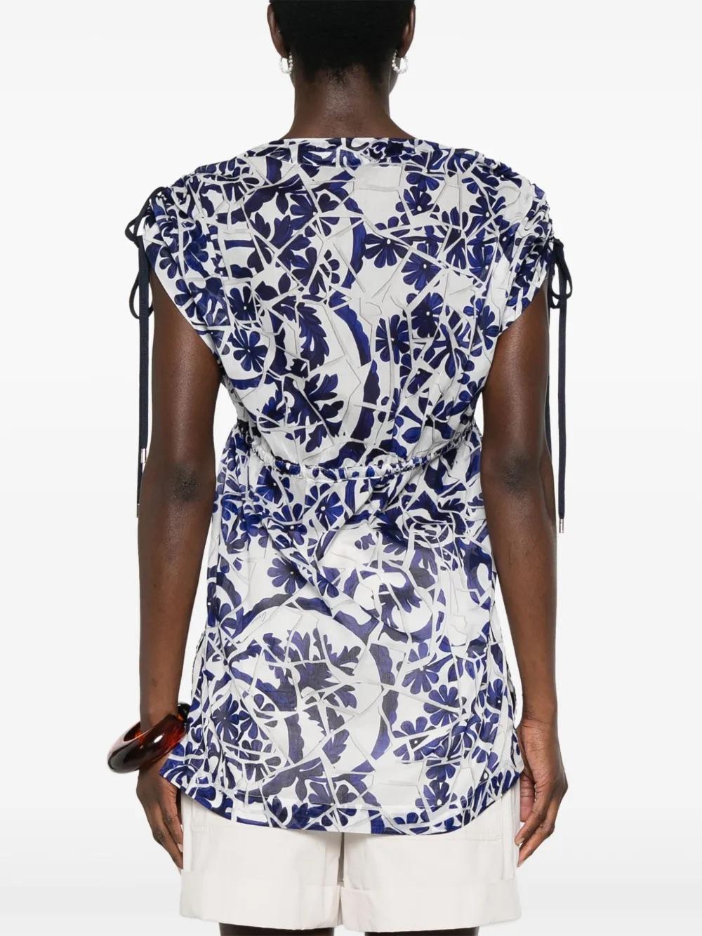 Gucci Floral-Print Semi-Sheer Cotton Mini Dress WCV241025  Gucci 