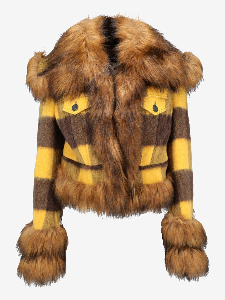 Dsquared2 Faux Fur-Lined Checked Wool Blend Jacket CVM26.23.3  Dsquared² 