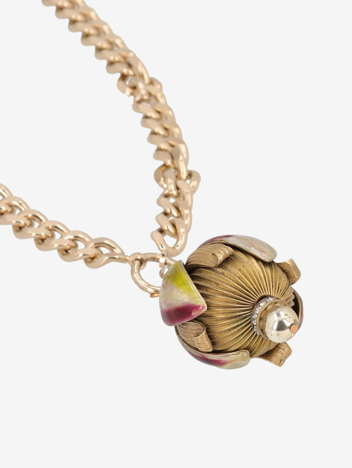 Escada Vintage Enamel Bud Pendant Chain Necklace W13426.103  Escada 