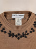 Dolce & Gabbana Knitted Wool T-Shirt with Beaded Floral Necklace Detail W7426.29  Dolce & Gabbana 