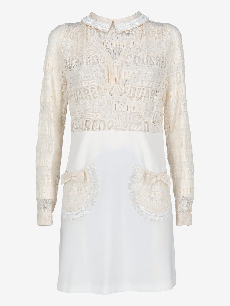 Dsquared2 Logo Lace Mini Dress with Peter Pan Collar CVM26.23.96  Dsquared² 